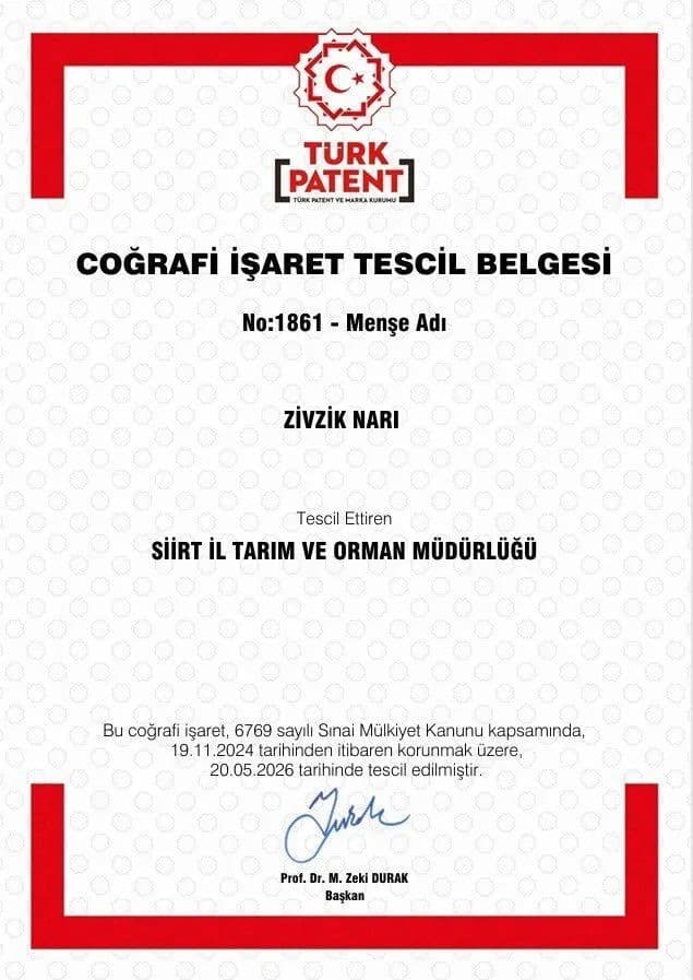 Siirt’in marka değeri "Zivzik narı" tescillendi