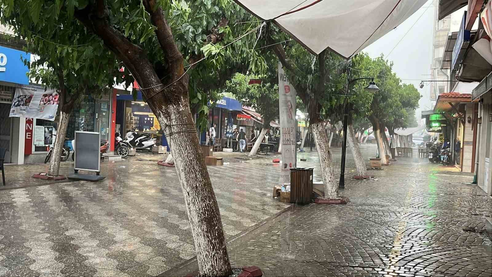 İncirliova’da sağanak ve fırtına etkili oldu