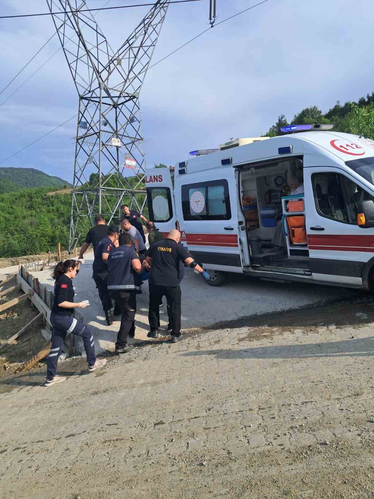 Elektrik direğine çarpan hafif ticari araç devrildi: 2 yaralı