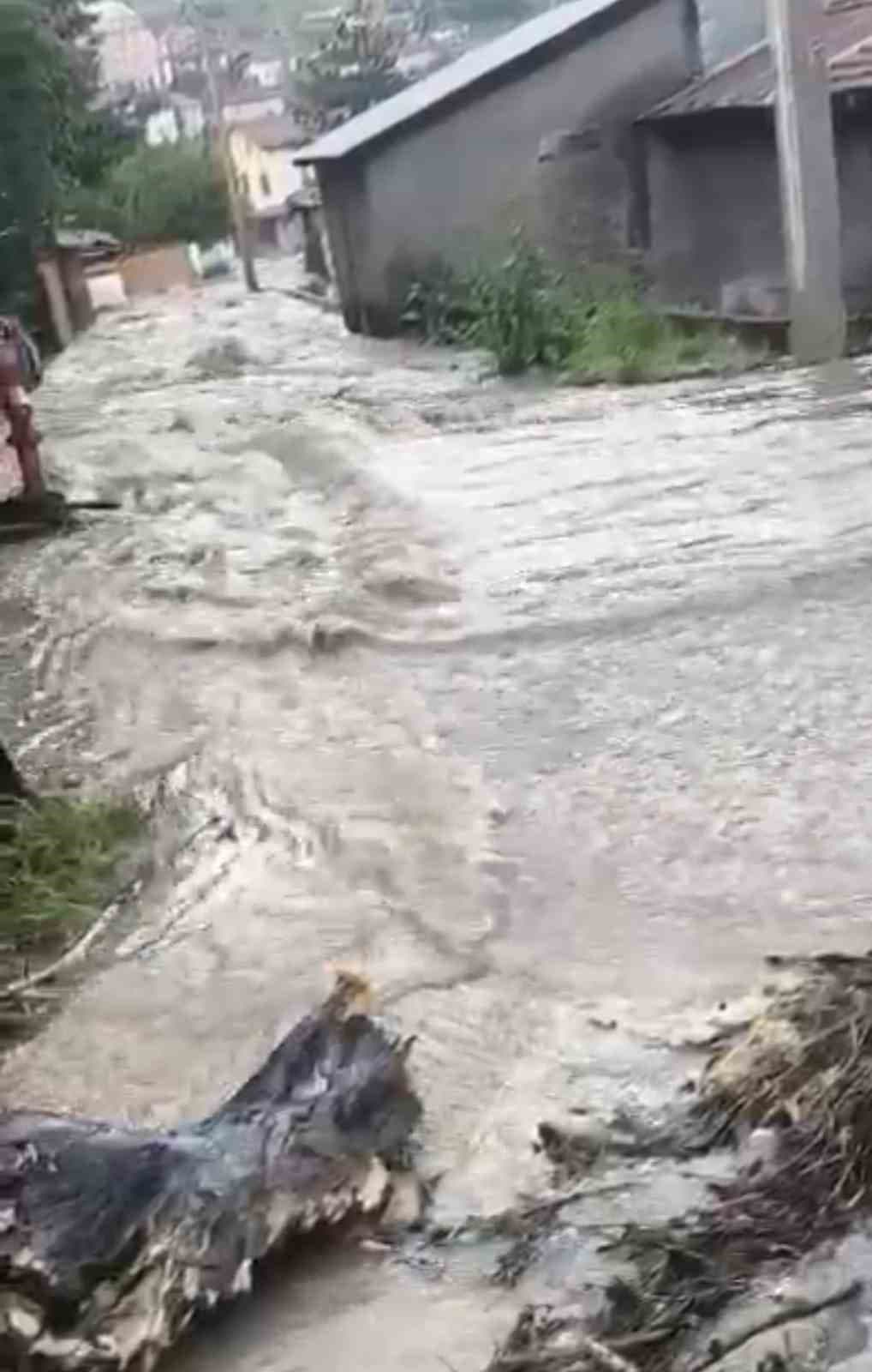 Bolu’da sağanak yağış dereleri taşırdı: Bahçe ve ahırlar sular altında kaldı