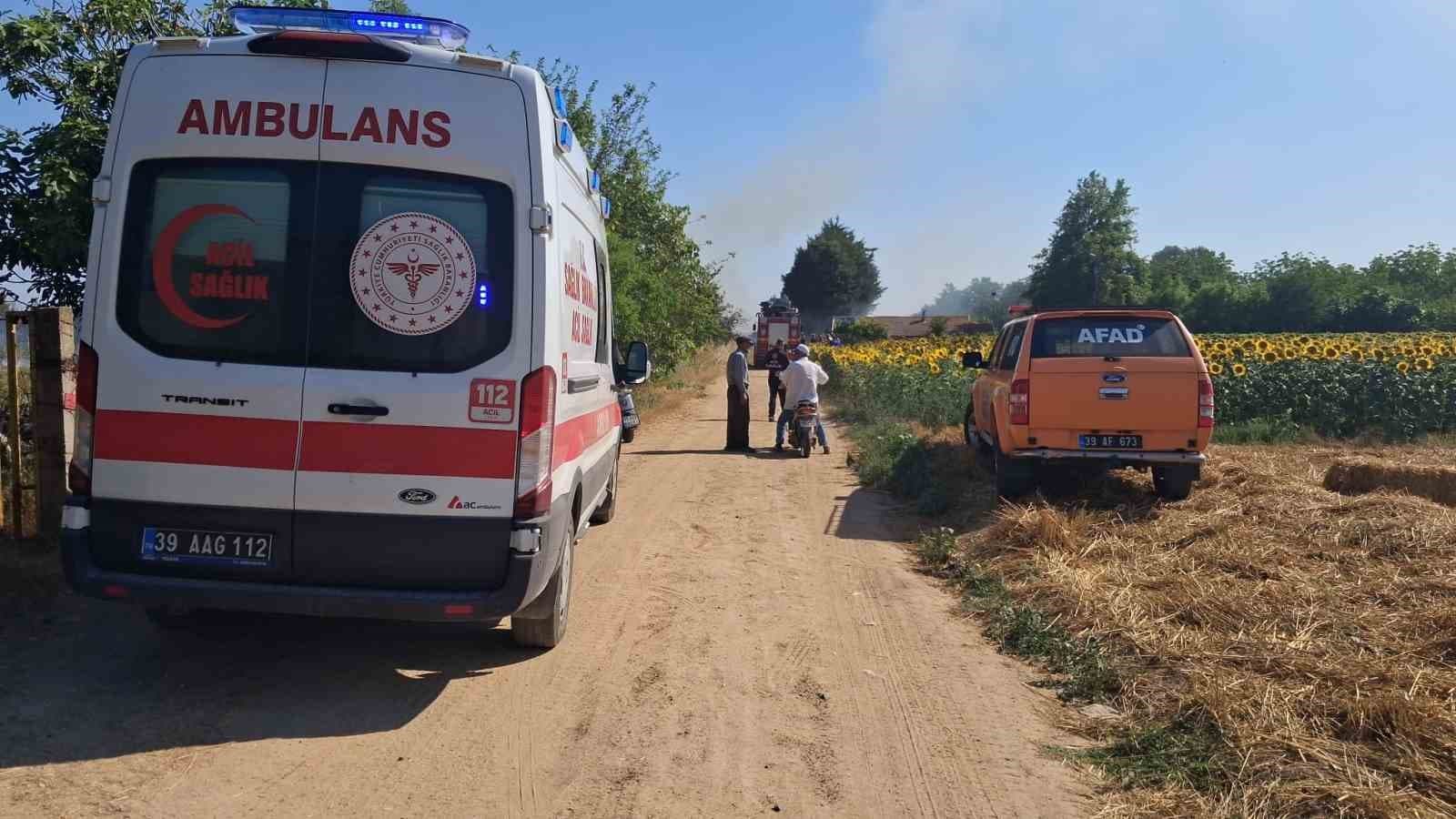 Babaeski’de çiftlikte çıkan yangın itfaiye ekiplerince söndürüldü