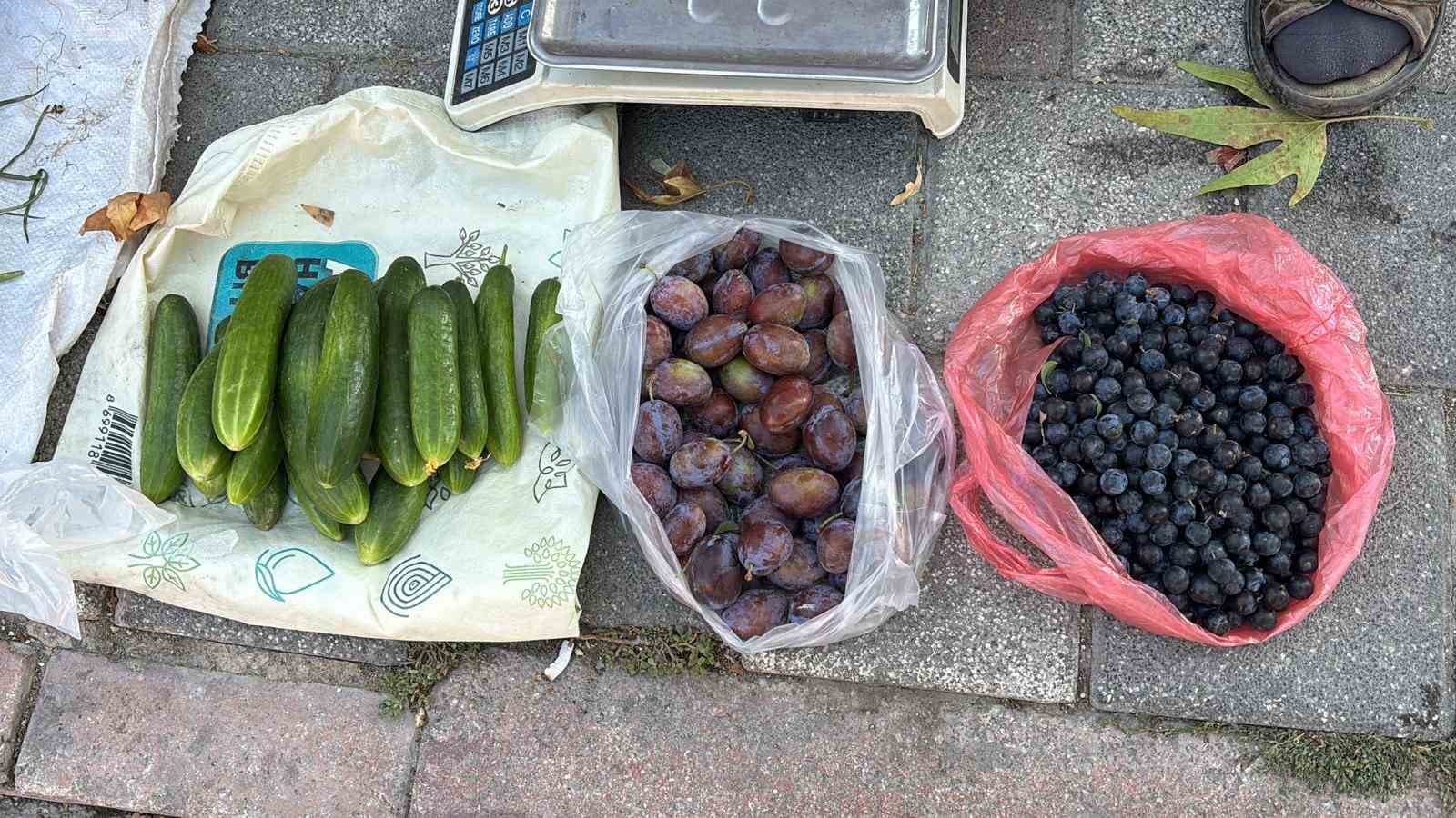 Yaşına rağmen tarlasında yetiştirdiği doğal ürünleri pazarda satıyor
