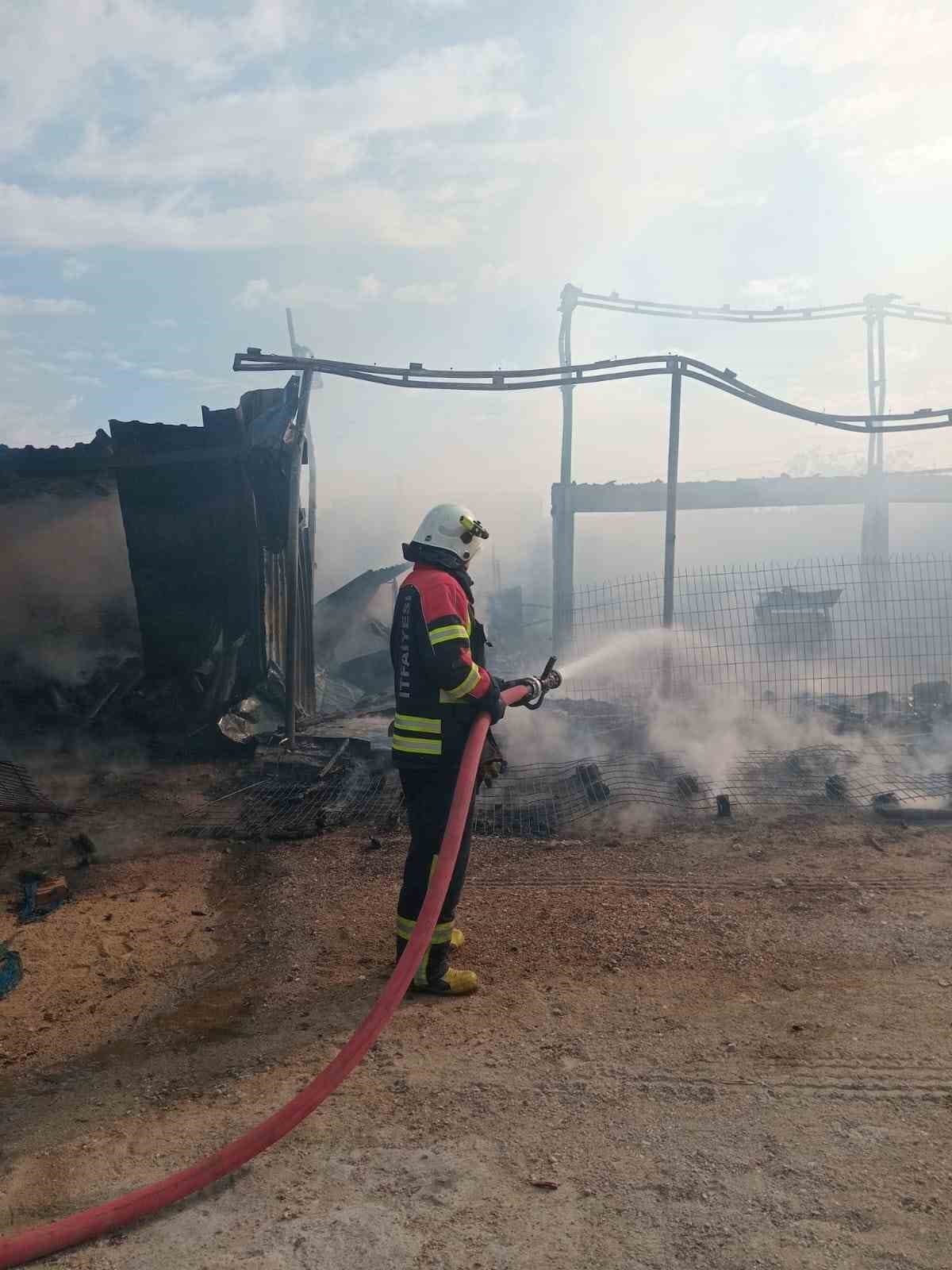 Babaeski’de hububat deposu alevlere teslim oldu